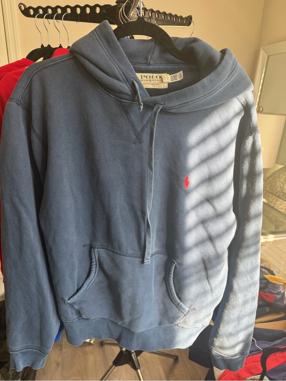 Polo by Ralph Lauren Blue Pullover Hoodie with Red Pony